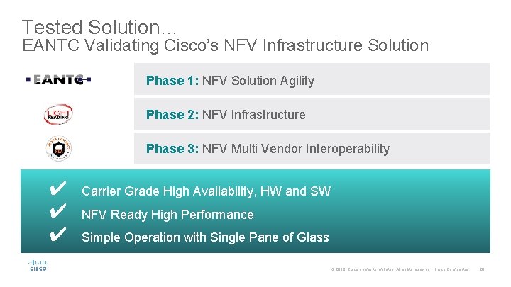 Tested Solution… EANTC Validating Cisco’s NFV Infrastructure Solution Phase 1: NFV Solution Agility Phase Tested Solution… EANTC Validating Cisco’s NFV Infrastructure Solution Phase 1: NFV Solution Agility Phase