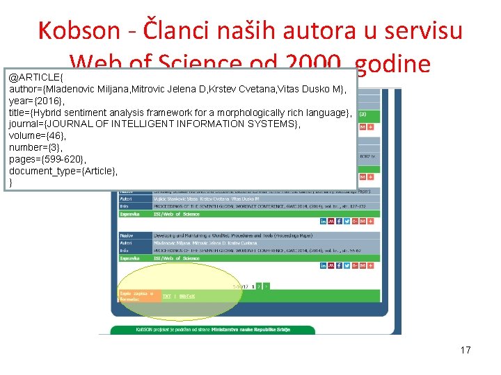 Kobson - Članci naših autora u servisu Web of Science od 2000. godine @ARTICLE{