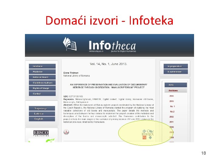 Domaći izvori - Infoteka 18 