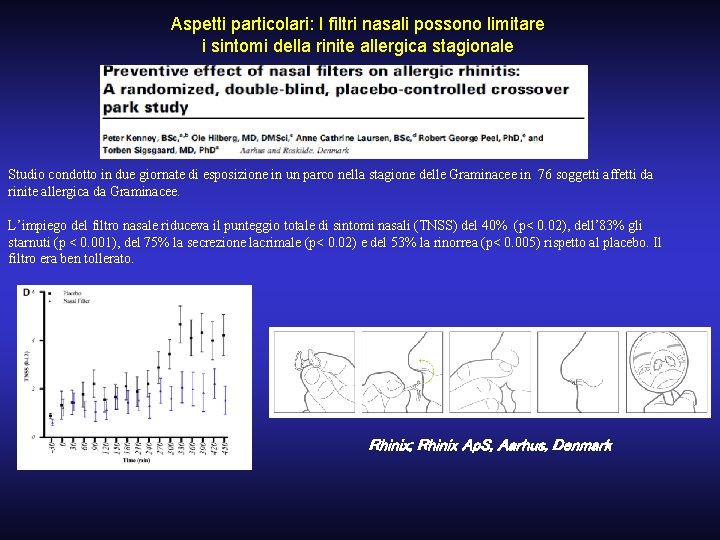 Aspetti particolari: I filtri nasali possono limitare i sintomi della rinite allergica stagionale Studio