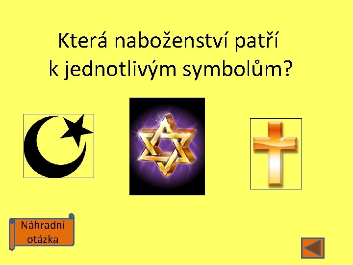 Která naboženství patří k jednotlivým symbolům? Náhradní otázka 