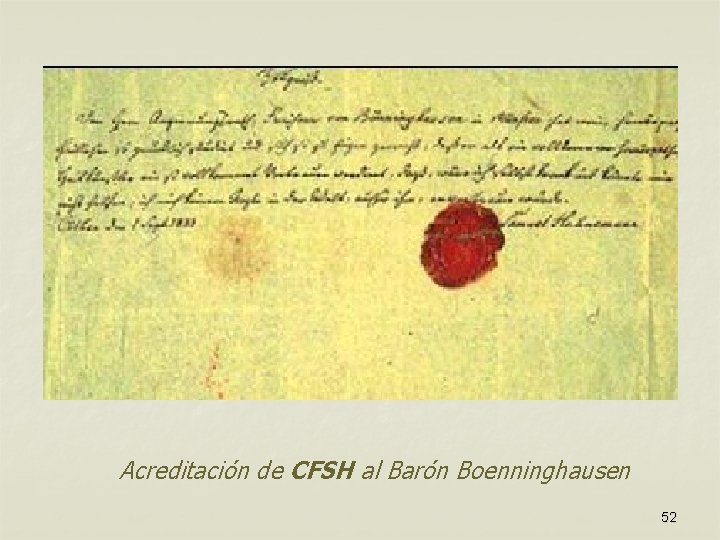 Acreditación de CFSH al Barón Boenninghausen 52 