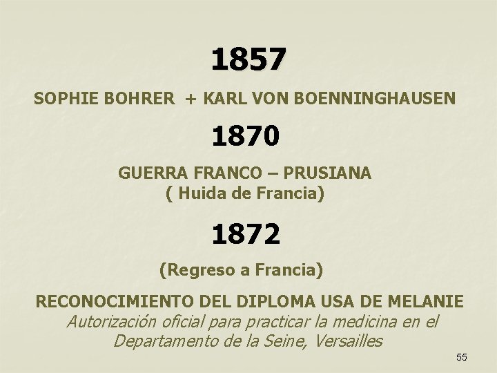 1857 SOPHIE BOHRER + KARL VON BOENNINGHAUSEN 1870 GUERRA FRANCO – PRUSIANA ( Huida