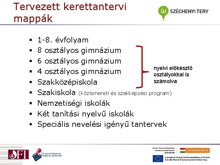 Tervezett kerettantervi mappák § § § § § 1 -8. évfolyam 8 osztályos gimnázium