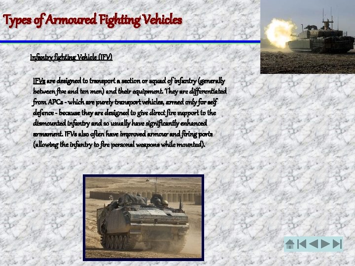 Types of Armoured Fighting Vehicles An armoured fighting