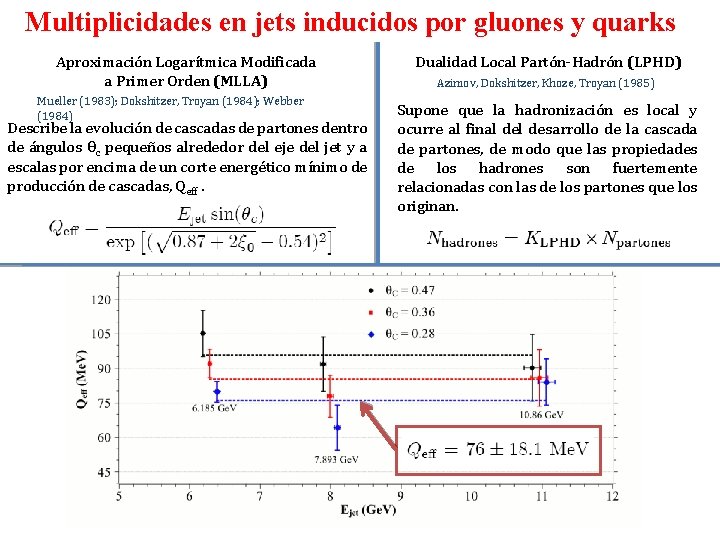 Multiplicidades en jets inducidos por gluones y quarks Aproximación Logarítmica Modificada a Primer Orden