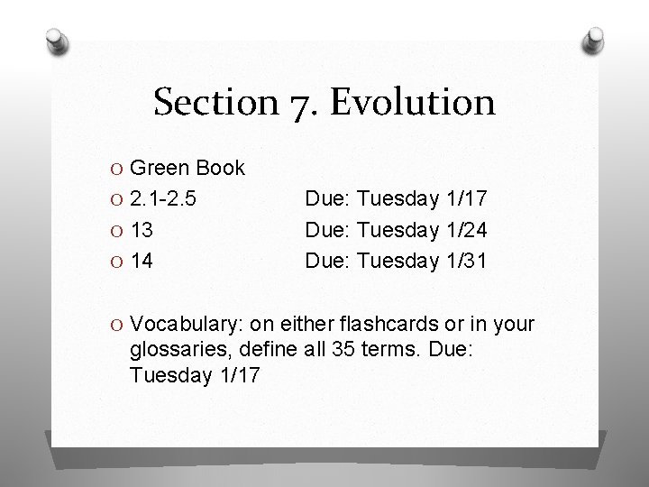 Section 7. Evolution O Green Book O 2. 1 -2. 5 O 13 O