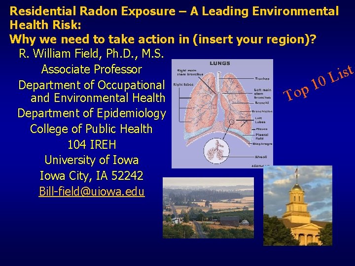 Residential Radon Exposure – A Leading Environmental Health Risk: Why we need to take
