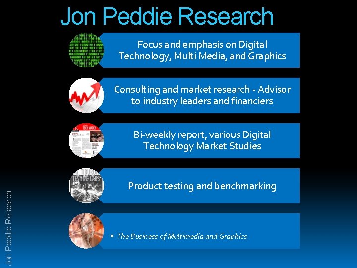 Jon Peddie Research Focus and emphasis on Digital Technology, Multi Media, and Graphics Consulting