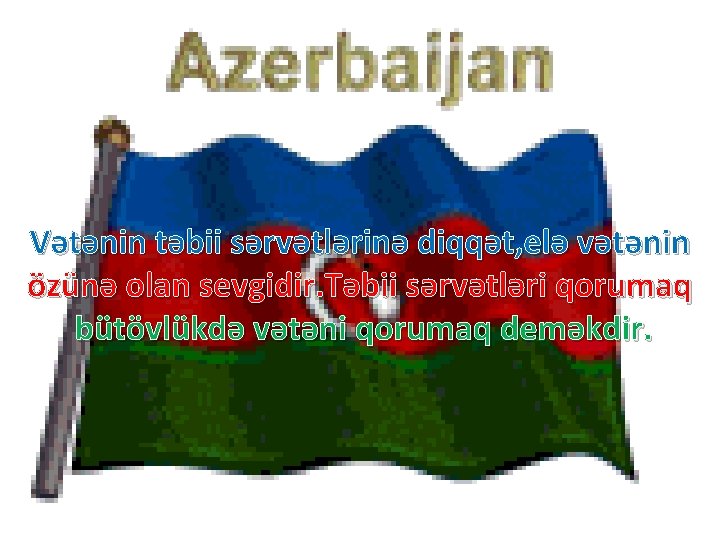 Vətənin təbii sərvətlərinə diqqət, elə vətənin özünə olan sevgidir. Təbii sərvətləri qorumaq bütövlükdə vətəni