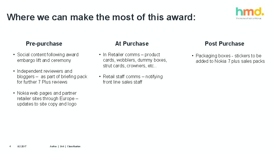 Where we can make the most of this award: Pre-purchase • Social content following