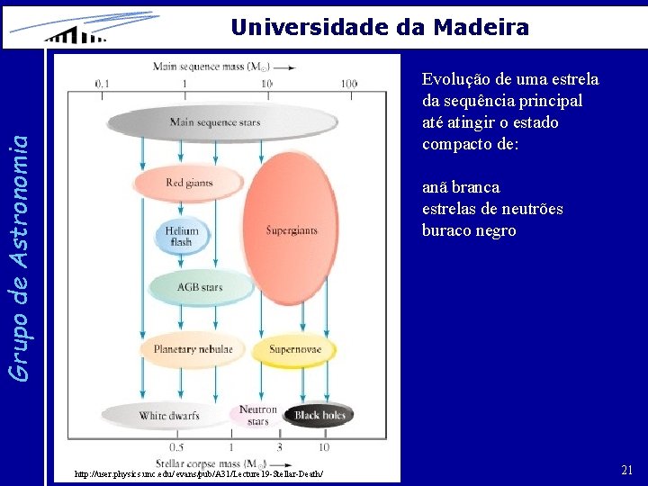 Universidade da Madeira Grupo de Astronomia Evolução de uma estrela da sequência principal até