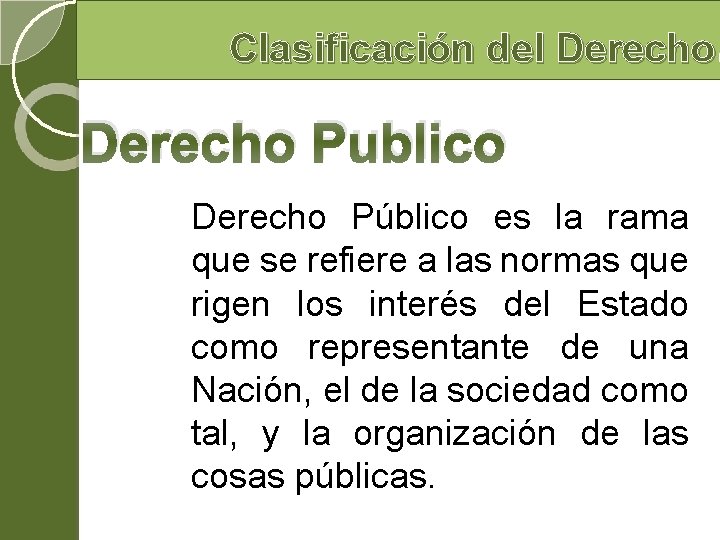 Clasificación del Derecho Publico Derecho Público es la rama que se refiere a las Clasificación del Derecho Publico Derecho Público es la rama que se refiere a las