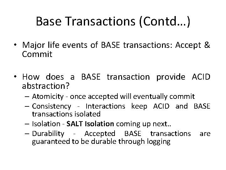 Confirmation Base Salt Combining ACID and BASE in a Distributed
