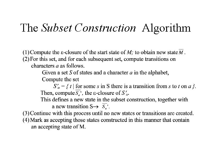 The Subset Construction Algorithm 