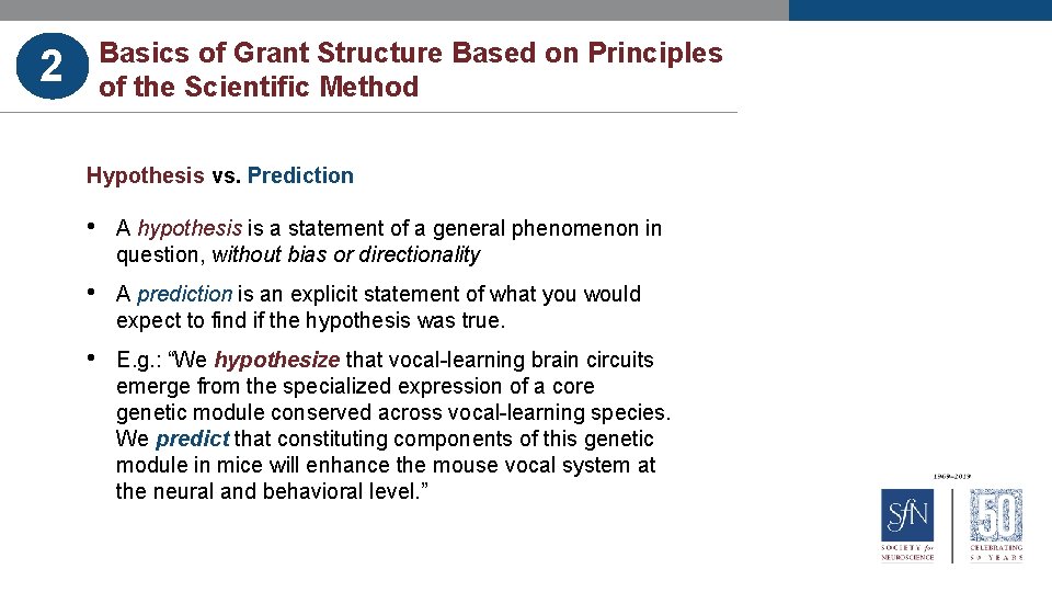 Basics of Grant Structure Based on Principles of the Scientific Method 2 Hypothesis vs.