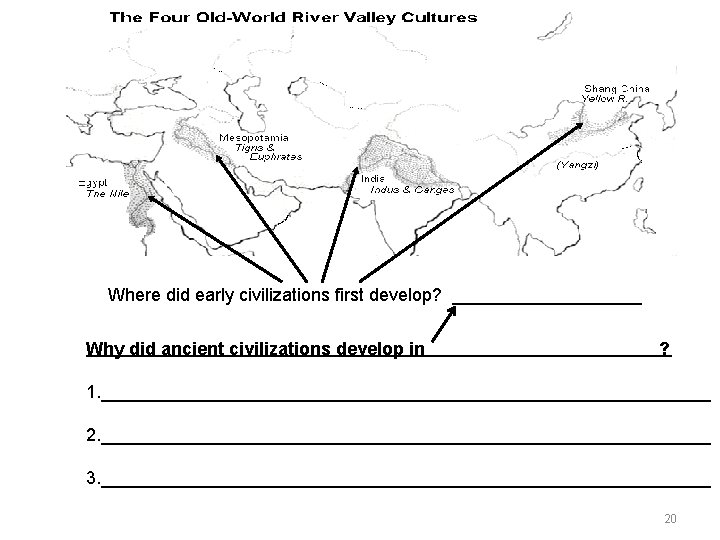 Where did early civilizations first develop? __________ Why did ancient civilizations develop in ?