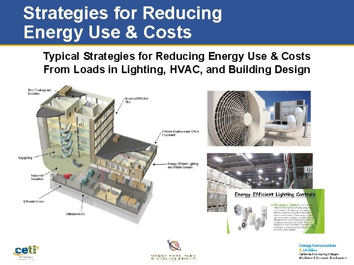 Strategies for Reducing Energy Use & Costs Typical Strategies for Reducing Energy Use &