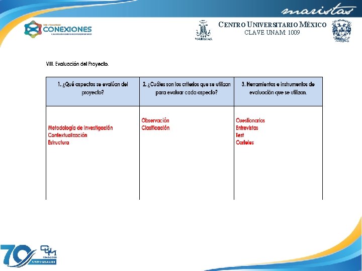 CENTRO UNIVERSITARIO MÉXICO CLAVE UNAM: 1009 