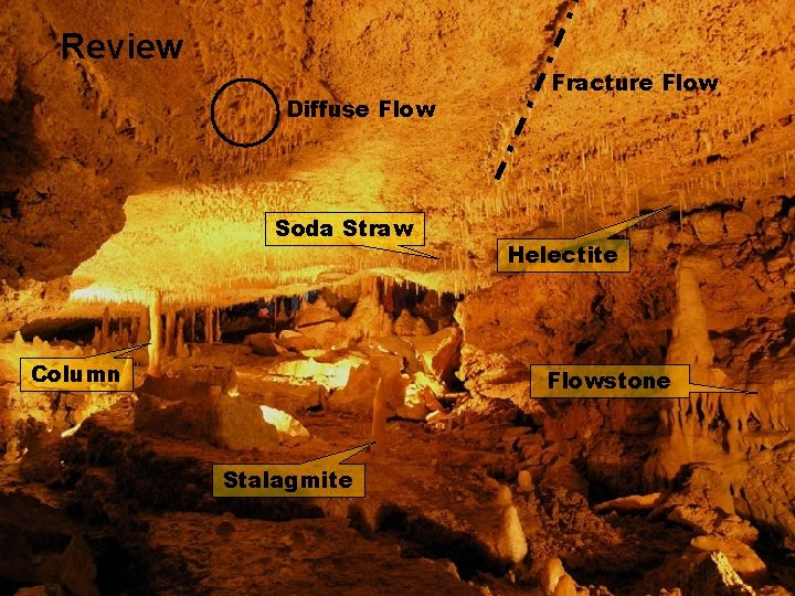 Review Diffuse Flow Soda Straw Column Fracture Flow Helectite Flowstone Stalagmite 