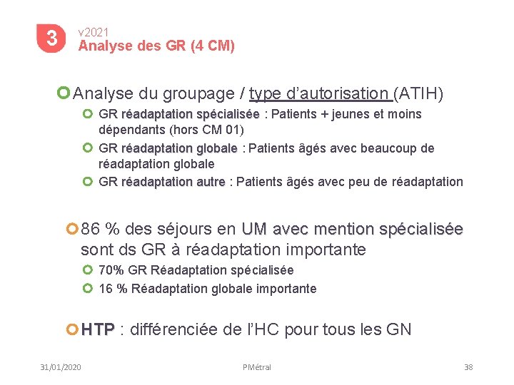 3 v 2021 Analyse des GR (4 CM) Analyse du groupage / type d’autorisation