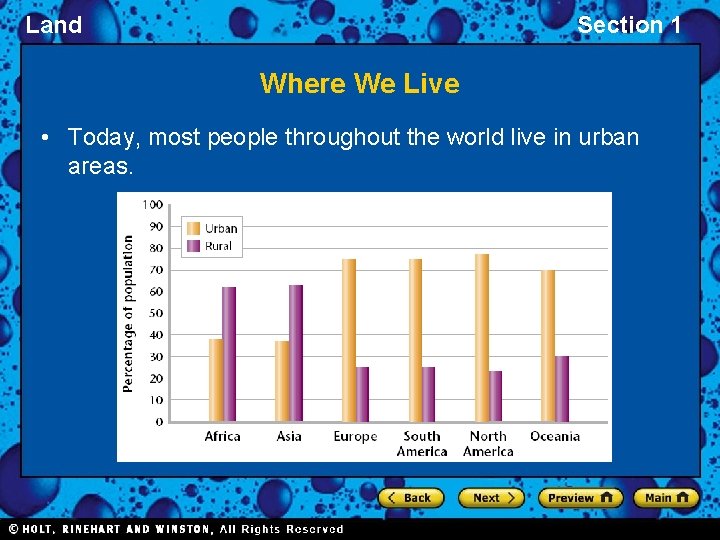 Land Section 1 Where We Live • Today, most people throughout the world live