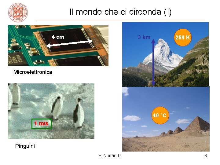 Il mondo che ci circonda (I) 4 cm 3 km 269 K Microelettronica 40