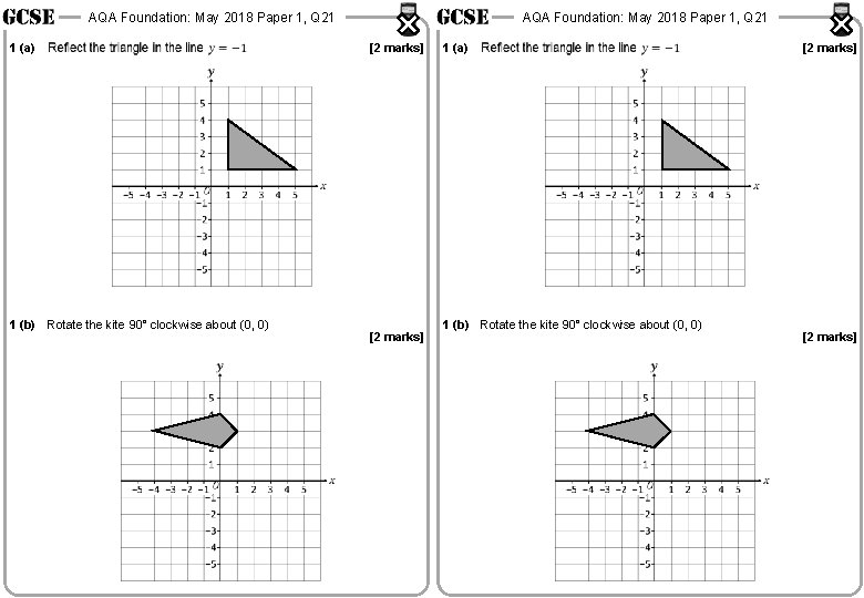 AQA Foundation: May 2018 Paper 1, Q 21 1 (a) 1 (b) Rotate the