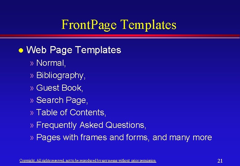 Front. Page Templates l Web Page Templates » Normal, » Bibliography, » Guest Book, Front. Page Templates l Web Page Templates » Normal, » Bibliography, » Guest Book,