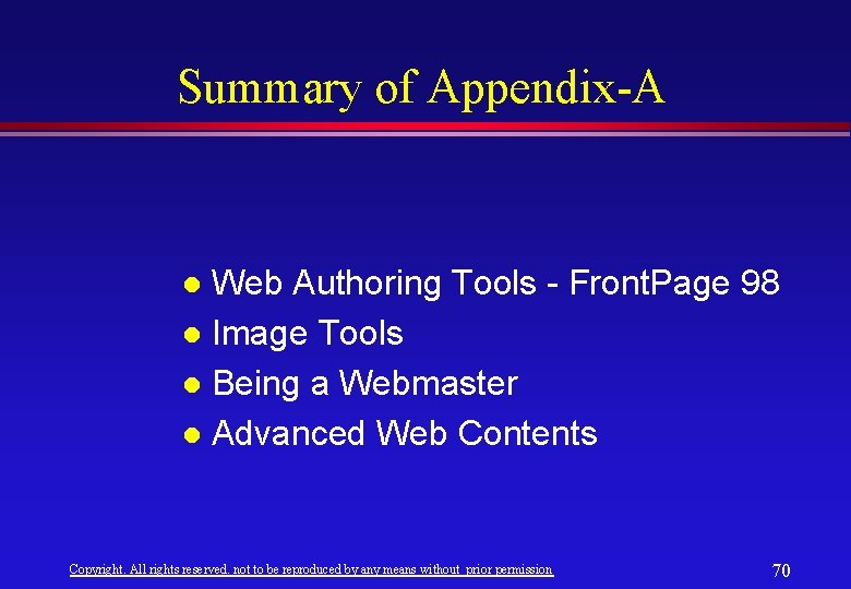 Summary of Appendix-A Web Authoring Tools - Front. Page 98 l Image Tools l Summary of Appendix-A Web Authoring Tools - Front. Page 98 l Image Tools l