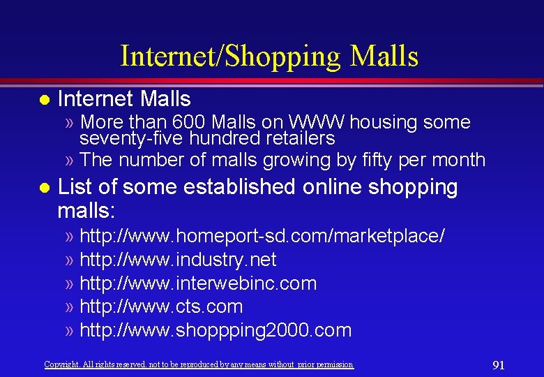 Internet/Shopping Malls l Internet Malls » More than 600 Malls on WWW housing some Internet/Shopping Malls l Internet Malls » More than 600 Malls on WWW housing some