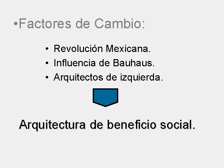  • Factores de Cambio: • Revolución Mexicana. • Influencia de Bauhaus. • Arquitectos