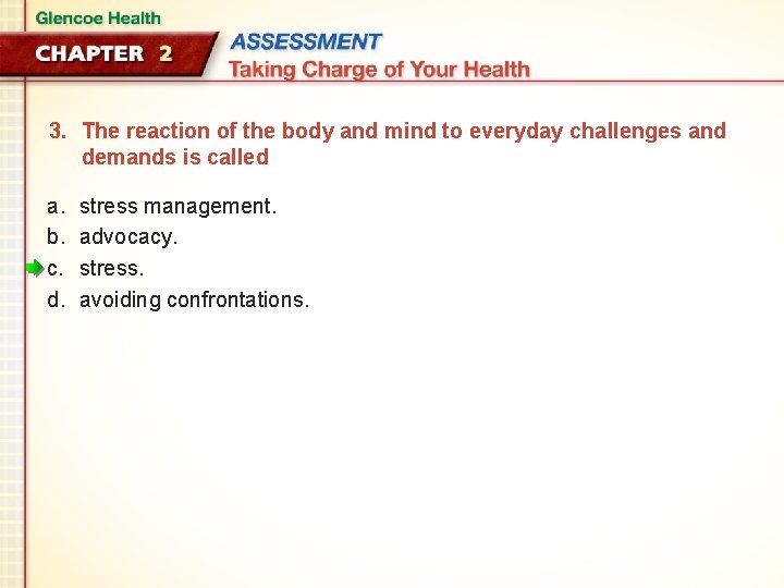 3. The reaction of the body and mind to everyday challenges and demands is