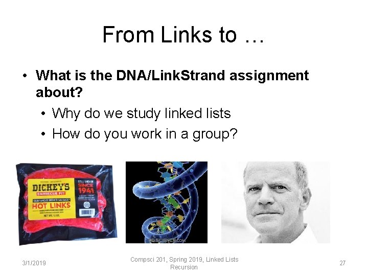 From Links to … • What is the DNA/Link. Strand assignment about? • Why From Links to … • What is the DNA/Link. Strand assignment about? • Why