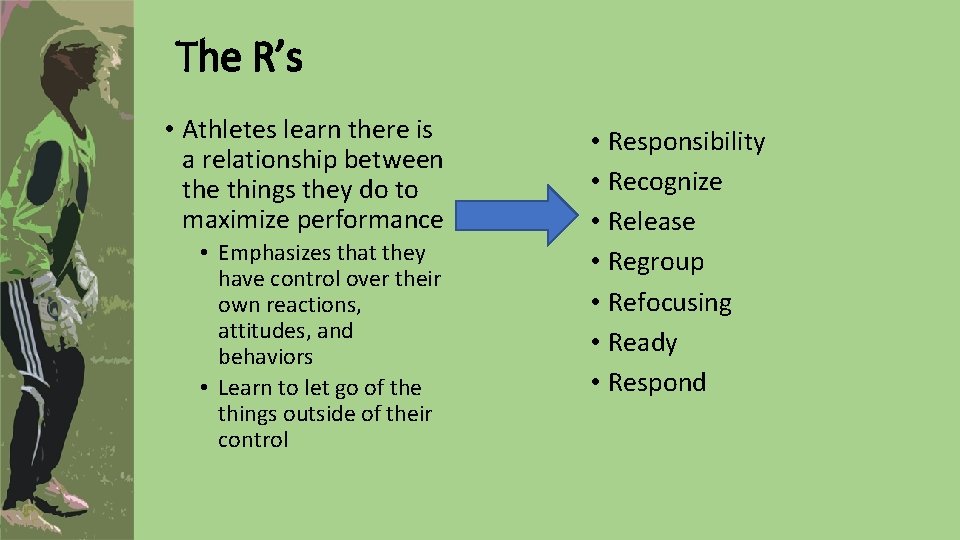 The R’s • Athletes learn there is a relationship between the things they do