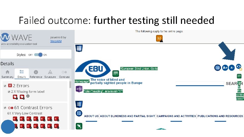 Failed outcome: further testing still needed Failed outcome: further testing still needed