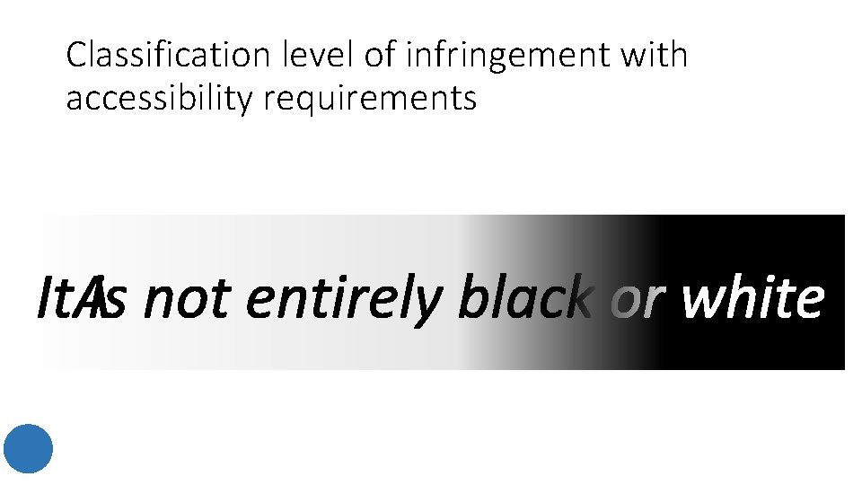 Classification level of infringement with accessibility requirements Classification level of infringement with accessibility requirements