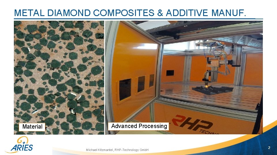 METAL DIAMOND COMPOSITES & ADDITIVE MANUF. Material Advanced Processing Michael Kitzmantel, RHP-Technology Gmb. H