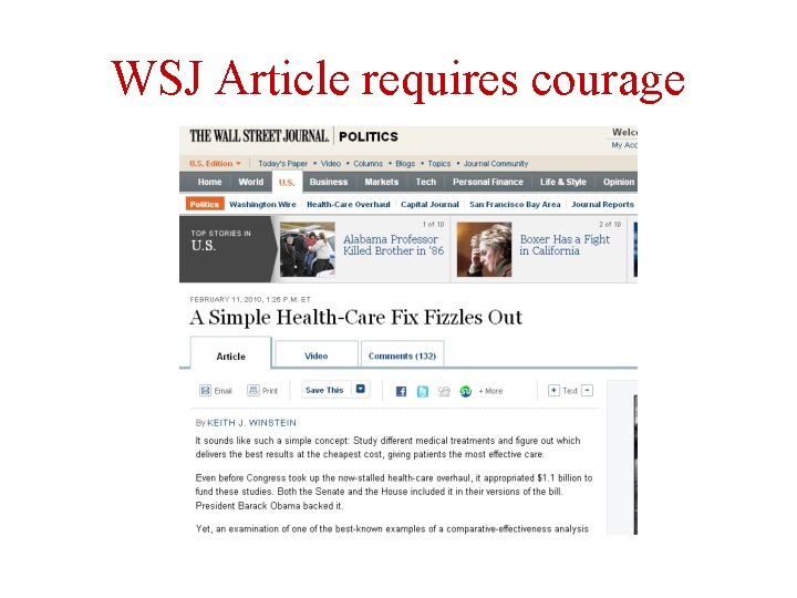 WSJ Article requires courage WSJ Article requires courage