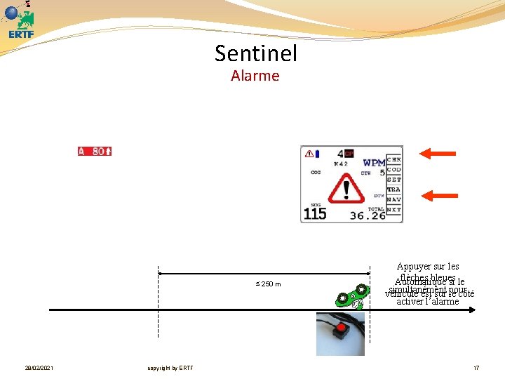 Sentinel Alarme ≤ 250 m 28/02/2021 copyright by ERTF Appuyer sur les flèches bleues