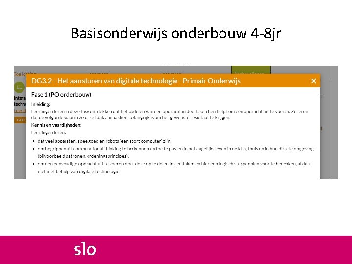 Basisonderwijs onderbouw 4 -8 jr 