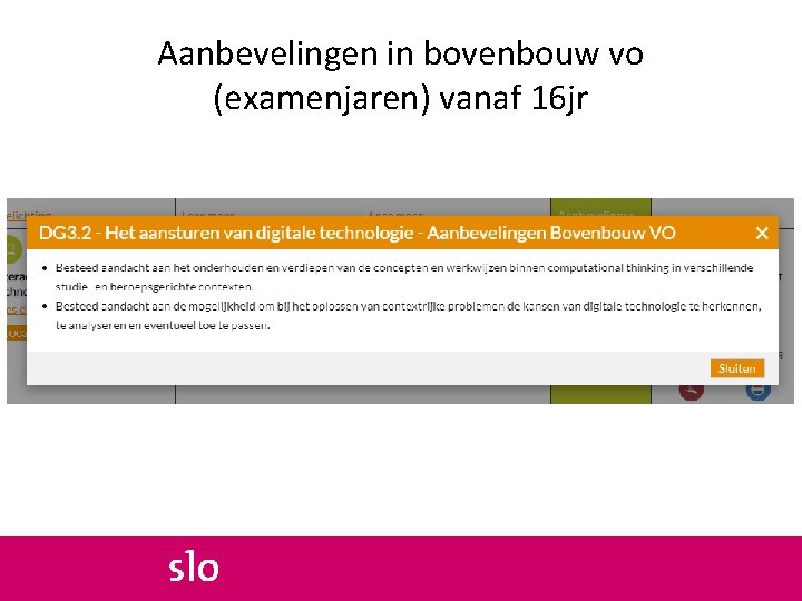 Aanbevelingen in bovenbouw vo (examenjaren) vanaf 16 jr 