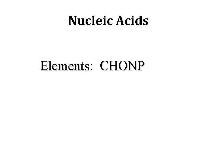 Nucleic Acids Elements: CHONP 