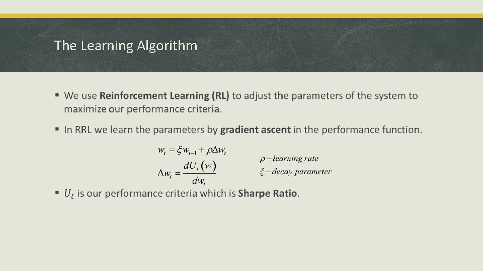 The Learning Algorithm § 