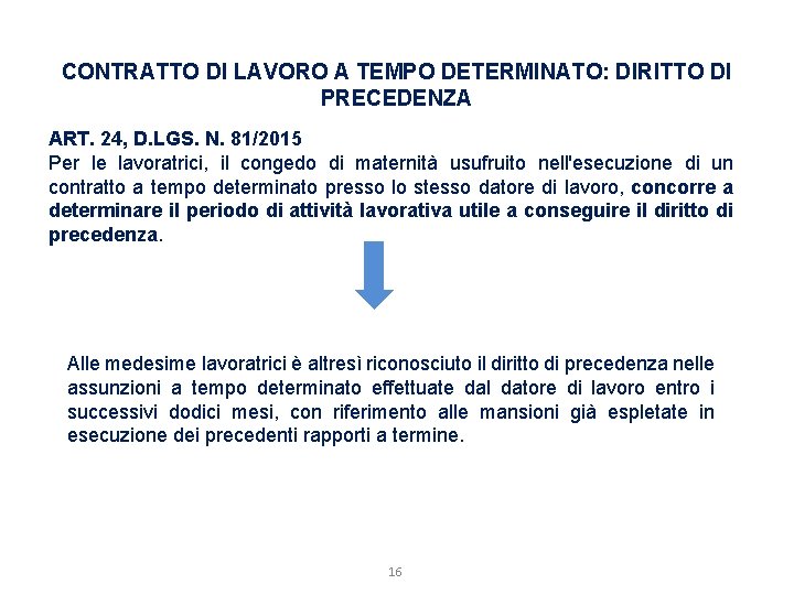 CONTRATTO DI LAVORO A TEMPO DETERMINATO: DIRITTO DI PRECEDENZA ART. 24, D. LGS. N.