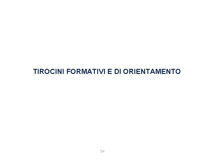 TIROCINI FORMATIVI E DI ORIENTAMENTO 54 
