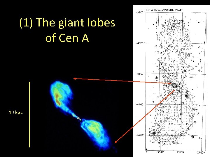 (1) The giant lobes of Cen A 10 kpc 