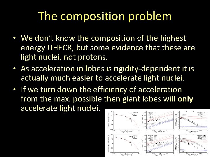 The composition problem • We don’t know the composition of the highest energy UHECR,