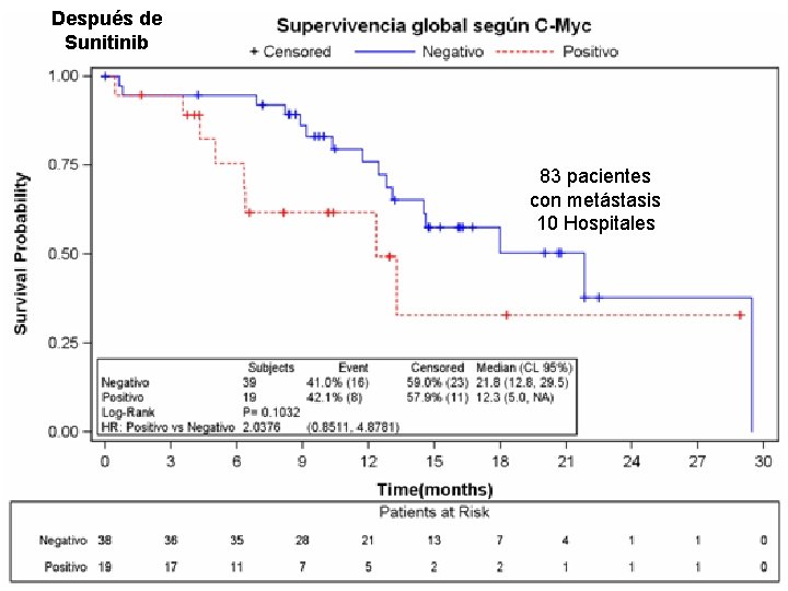 Después de Sunitinib 83 pacientes con metástasis 10 Hospitales Después de Sunitinib 83 pacientes con metástasis 10 Hospitales
