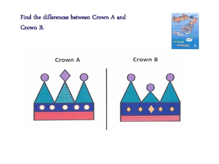 Find the differences between Crown A and Crown B. 